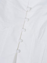 スクエアネックコットンブラウス (White)
