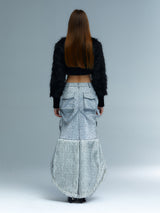 Emoha Silver Cat Tail Burst Leather Fishtail Skirt