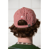 LOGO GINGHAM CHECK CAP / RED
