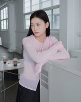 WRINKLE MESH CARDIGAN PINK