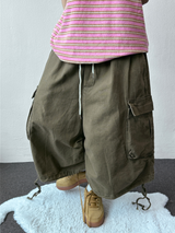 Down Loaf Two-Style Pigment Balloon Cargo Bermuda Shorts 3color