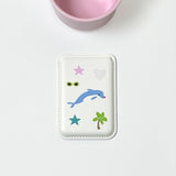 dolphin white leather card wallet set