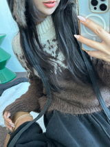 ウール🧸 アンゴラスノーフラワーロウンフニット❤🤎🩵💙4カラー