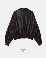 EW 襟付きクロップレザーブルゾン (2color)