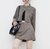 Tenon suede jacket + skirt set