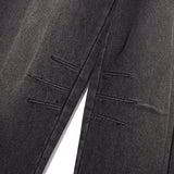 ウォッシングピンタックナッピングワイドフィットデニムパンツ[BLACK]