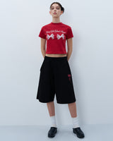 ツインリボンクロップTシャツ　レッド