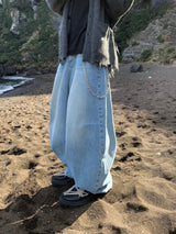 Amore curved stripe denim