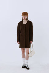 WOOL-LIKE LONG COAT_BROWN