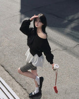 [Bellide made/waist reduction] クローゼット&スリットオフショルダー マンツーマン