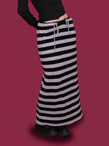 ストライプワイドニットロングスカート (4color)