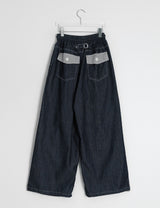 [unisex] Orihi Non-Fade Banding Wide Denim Pants