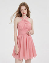 シアツイストシャーリングシフォンフレアドレス Pink