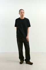 ルーズフィットテーパードデニムパンツ (Washed Black)