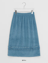 Oleden Velvet Frill Long Skirt