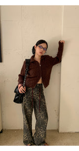 Leopard Cotton Wide Pants