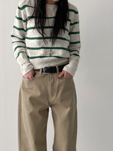 Open Stripe Crop Knit