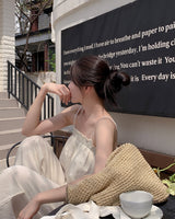 Bean linen blouse & pants & tie set