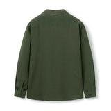 Loose Fit Open Collar Linen Shirt [Khaki]