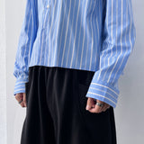 Boxy Cropped Striped Shirt