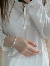 Silver wave open bangle