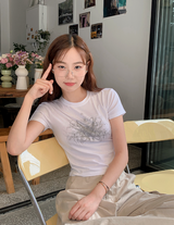 CT Modal Print Short Sleeve Crop T-Shirt (4color)