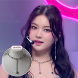 モダンロングドロップハートチェーンチョーカーネックレス