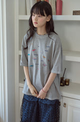 26SS★ ディノステッチ刺繍ピグメント半袖Tシャツ