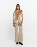 Embroidered Velvet Slim Shirt _ BEIGE