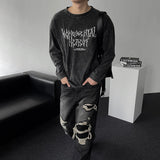 DP807699533145 Flame Lettering Long-Sleeved T-Shirt