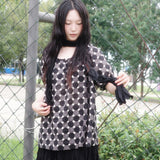 Wave Crinkled Long Scarf (black)