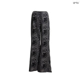 (3color)ジオメトリック フラワー ブーツカット パンツ