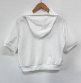 ハート🎀💕🧸ベイビーセミクロップドTシャツフーディージップアップジャンパー🧸🖤🤍3COLOR