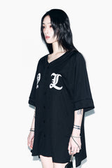 CUBIC APPLIQUE MESH BASEBALL JACKET BLACK