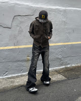Even zipper flared denim