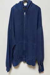 (UNISEX/2WAY) ビッグフードピグメントボクシーヒップルーズジップアップ - 2 COLOR