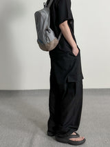 Color string wide cargo pants