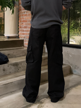 Bias Incision Washed Semi Wide Cargo Pants