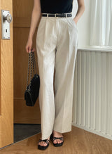 Hidel Linen Basic Pintuck Slacks