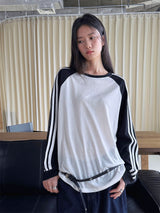 レトロ ストライプ リヨセル リラックス Tシャツ
