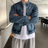 Biwon Washed Biker Denim Jacket