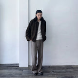 Hem-Pleated Flared Wide Trousers