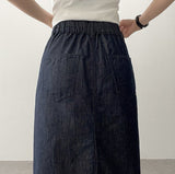 Sink non-fade raw denim long skirt
