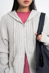 Edith lip knit hood zip-up