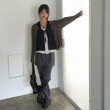 ロートVネックラウンドロングスリーブニットカーディガン