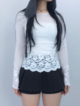 Flower Lace Slim Knit Top