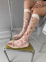Flower pop knee socks