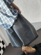 Bodi Snow-Washed Balloon Denim Bermuda Shorts 2color