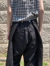 Tuck-On Back Button Wide Fit Selvage Denim Long Pants (2 colors)