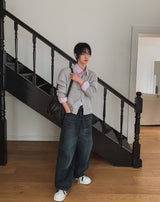 ベンティブウォッシュ加工ワイドデニムパンツ